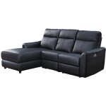 Canap d'angle gauche relax lectrique en cuir noir ispica