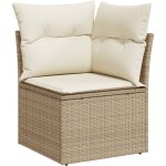Canapé d'angle de jardin avec coussins beige résine tressée Canapé d'angle de jardin avec coussins beige résine tressée