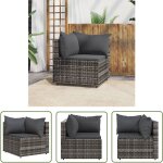 Canap� d'angle de jardin avec coussins gris r�sine tress�e - canap� d'angle - mobilier de jardin - meubles ...