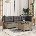 Vidaxl - canap� d'angle de jardin avec coussins gris r�sine tress�e