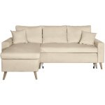 Usinestreet - canapé d'angle maria scandinave velours réversible et convertible avec coffre - beige Usinestreet - canapé d'angle maria scandinave velours réversible et convertible avec coffre - beige