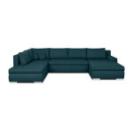 Canap d'angle panoramique convertible - 7 places - indian - tissu 100% polyester - bleu canard - 360 ...