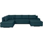 Canap d'angle panoramique convertible - 7 places - indian - tissu 100% polyester - bleu canard - 360 ...