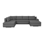 Canap d'angle panoramique convertible - 7 places - indian - tissu 100% polyester - gris - l360 x p228 ...
