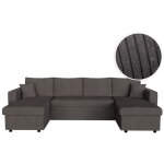 Loungitude ? canap� d'angle panoramique convertible 6 places avec 2 coffres ? velours c�tel� gris fonc� ...