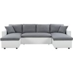 Usinestreet - canap u convertible en microfibre grise et pu blanc - massimo