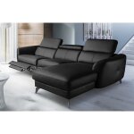 Venesetti - canap� d'angle relax en cuir de luxe italien avec relax �lectrique, 5 places bertoni, noir, ...