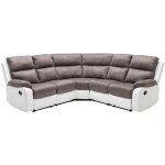 Vente - unique - canap d'angle relax gris et blanc en microfibre et simili tolzano