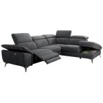 Canap� d'angle de relaxation �lectrique microfibre skina - gris fonc� - angle droit