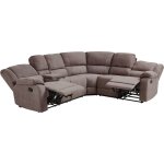Beliani - canapé d'angle de relaxation manuel à 5 places en tissu beige taupe rokke Beliani - canapé d'angle de relaxation manuel à 5 places en tissu beige taupe rokke