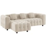 Canap� d'angle r�versible 3 - 4 places bouclette textur�e capitonn� structure bois d'eucalyptus et contreplaqu ...