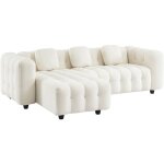 Canap� d'angle r�versible 3 - 4 places bouclette textur�e capitonn� structure bois d'eucalyptus et contreplaqu ...