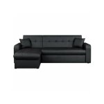 Sans marque - canap� d'angle r�versible convertible 3 places - simili noir - contemporain - l 235 x p ...