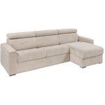 Canapé d'angle réversible convertible express en velours côtelé beige - couchage à lattes larges 140 ... Canapé d'angle réversible convertible express en velours côtelé beige - couchage à lattes larges 140 ...