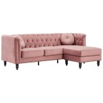 Vente - unique - canap d'angle rversible en velours vieux rose turner