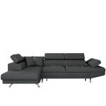 Usinestreet - canap� d'angle rio convertible avec coffre en tissu - angle gauche, gris fonc�