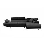 Canap� d'angle rio convertible avec coffre en tissu et simili - angle droit, gris et noir