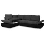Loungitude - canapé d'angle sebastian réversible et convertible avec coffre en simili et tissu - gris ... Loungitude - canapé d'angle sebastian réversible et convertible avec coffre en simili et tissu - gris ...