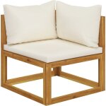 Canap d'angle sectionnel et coussin blanc crme bois d'acacia