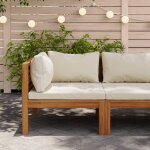 Canap d'angle sectionnel et coussin blanc crme bois d'acacia