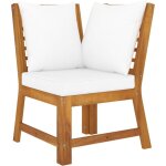 Vidaxl - canap� d'angle sectionnel et coussin cr�me bois d'acacia massif