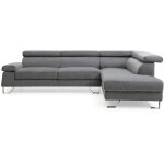 Canap� d'angle avec t�ti�res relevables quentin velours gris fonc�
