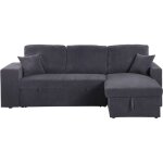 Habitat et jardin ? canap� d'angle convertible r�versible 3 places en velours c�tel� ? dimensions 237 ...