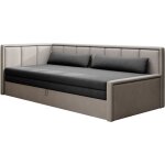 Canap banquette convertible 3 places tissu doux figo 214cm - beige clair - angle droit