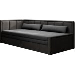 Canap� banquette convertible 3 places tissu doux figo 214cm - gris fonc� - angle gauche