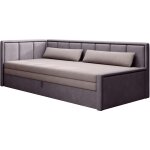 Canap� banquette convertible 3 places tissu doux figo 214cm - parme - angle gauche