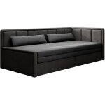 Canap banquette convertible 3 places tissu doux figo 214cm - gris fonc - angle droit