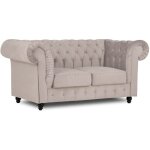 Canapé chesterfield 2 places en velours beige - wilston Canapé chesterfield 2 places en velours beige - wilston