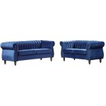 Vente - unique - canap�s chesterfield 3 places et 2 places en velours bleu roi trumbo