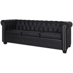 Vidaxl - canap chesterfield  3 places cuir synthtique noir