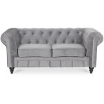 Intensedeco - canap chesterfield velours 2 places altesse argent