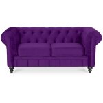 Intensedeco - canapé chesterfield velours 2 places altesse violet Intensedeco - canapé chesterfield velours 2 places altesse violet