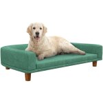 Canap chien lit pour chien design scandinave coussin dhoussable dim 98l x 67l x 25h cm pieds bois tissu ...