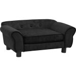 Canap� pour chien noir 72x45x30 cm en peluche ? confort optimal avec cadre en bois et pieds antid�rapants ...