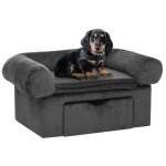 Canap� pour chien avec tiroir gris fonc� 75x50x38 cm peluche - vidaxl