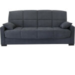 Canap clic clac 3 places - tissu gris - matelas 17 cm - l223 x p96 x h 103 cm - megan