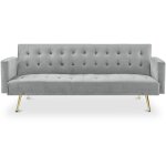 Chicago - canap� clic clac en velours gris avec pieds en m�tal dor� chicago