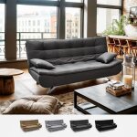 Canap� convertible 2 places clic - clac en microfibre design moderne centenario - gris fonc�