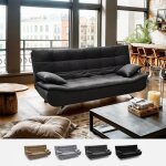 Canap� convertible 2 places clic - clac en microfibre design moderne centenario - noir