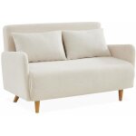 Sweeek - canap convertible 2 places scandinave - panam - pieds bois. bouclettes blanches. banquette. ...