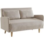 Sweeek - canap convertible 2 places scandinave velours ctel - panam - pieds bois. banquette. dossier ...
