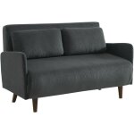 Sweeek - canap convertible 2 places scandinave velours ctel - panam - pieds bois. banquette. dossier ...