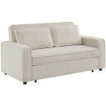 Sweeek - canap� convertible 3 places bouclette blanc cr�me