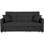 Canap� convertible 3 places en tissu gris fonc� avec espace de couchage confortable pour salon contemporain ...