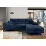 Les tendances - canapé convertible d'angle droit velours bleu marine wile 280 cm Les tendances - canapé convertible d'angle droit velours bleu marine wile 280 cm