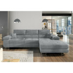 Canap convertible d'angle droit velours gris clair wile 280 cm